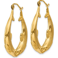 14K Yellow Gold Polished Dolphin Hoop Earrings - 17mm by 0