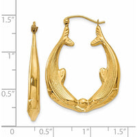 14K Yellow Gold Polished Dolphin Hoop Earrings - 17mm by 0