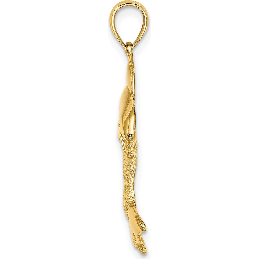 14K Yellow Gold Polished Dolphin Jumping Charm - 27mm Length by Oro Pregiato