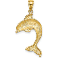 14K Yellow Gold Polished Dolphin Jumping Charm - 27mm Length by Oro Pregiato