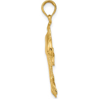 14K Yellow Gold Polished Dolphin Jumping Charm - 29.5mm Length by Oro Pregiato