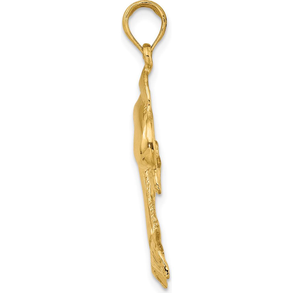 14K Yellow Gold Polished Dolphin Jumping Charm - 29.5mm Length by Oro Pregiato