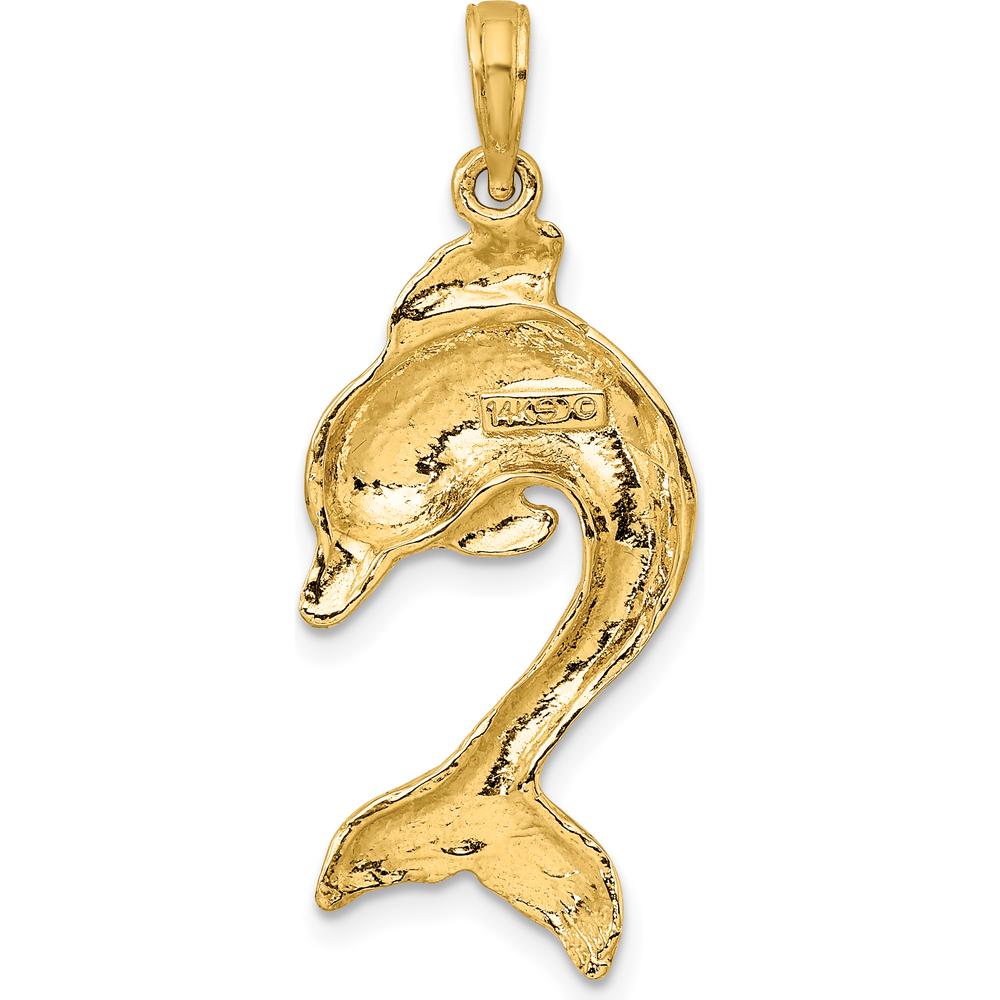 14K Yellow Gold Polished Dolphin Jumping Charm - 29.5mm Length by Oro Pregiato