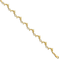 14K Yellow Gold Polished Dolphin Link 8-Inch Bracelet by Oro Pregiato