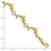 14K Yellow Gold Polished Dolphin Link 8-Inch Bracelet by Oro Pregiato