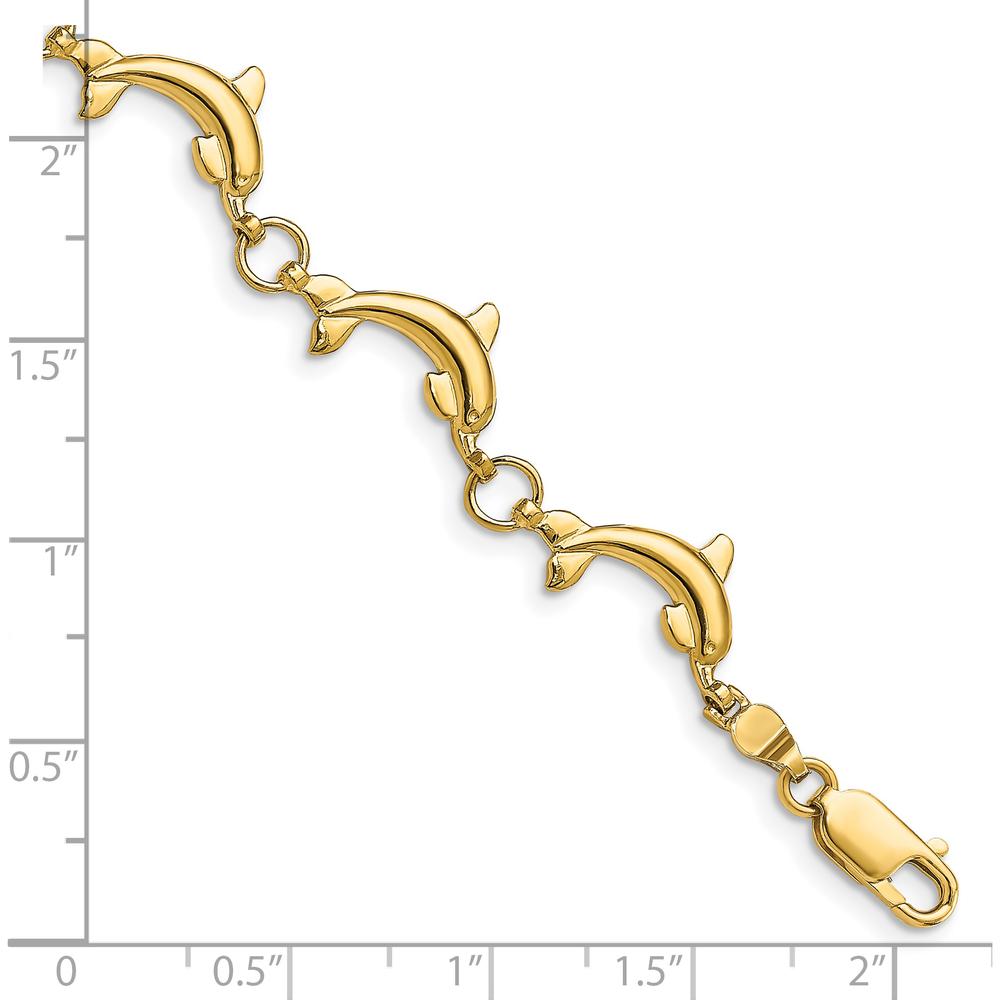 14K Yellow Gold Polished Dolphin Link 8-Inch Bracelet by Oro Pregiato