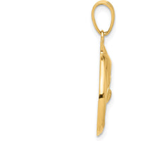 14K Yellow Gold Polished Dolphin Pendant - 29mm Length by Oro Pregiato