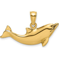 14K Yellow Gold Polished Dolphin Pendant Charm by Oro Pregiato