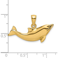 14K Yellow Gold Polished Dolphin Pendant Charm by Oro Pregiato