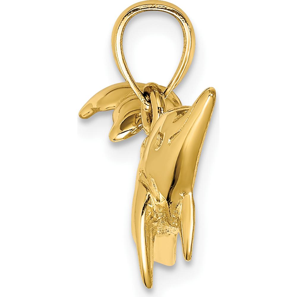 14K Yellow Gold Polished Dolphin Pendant Charm by Oro Pregiato