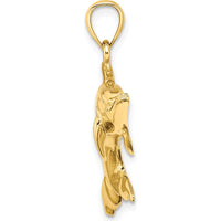 14K Yellow Gold Polished Dolphin Pendant Charm with Casted Detail by Oro Pregiato