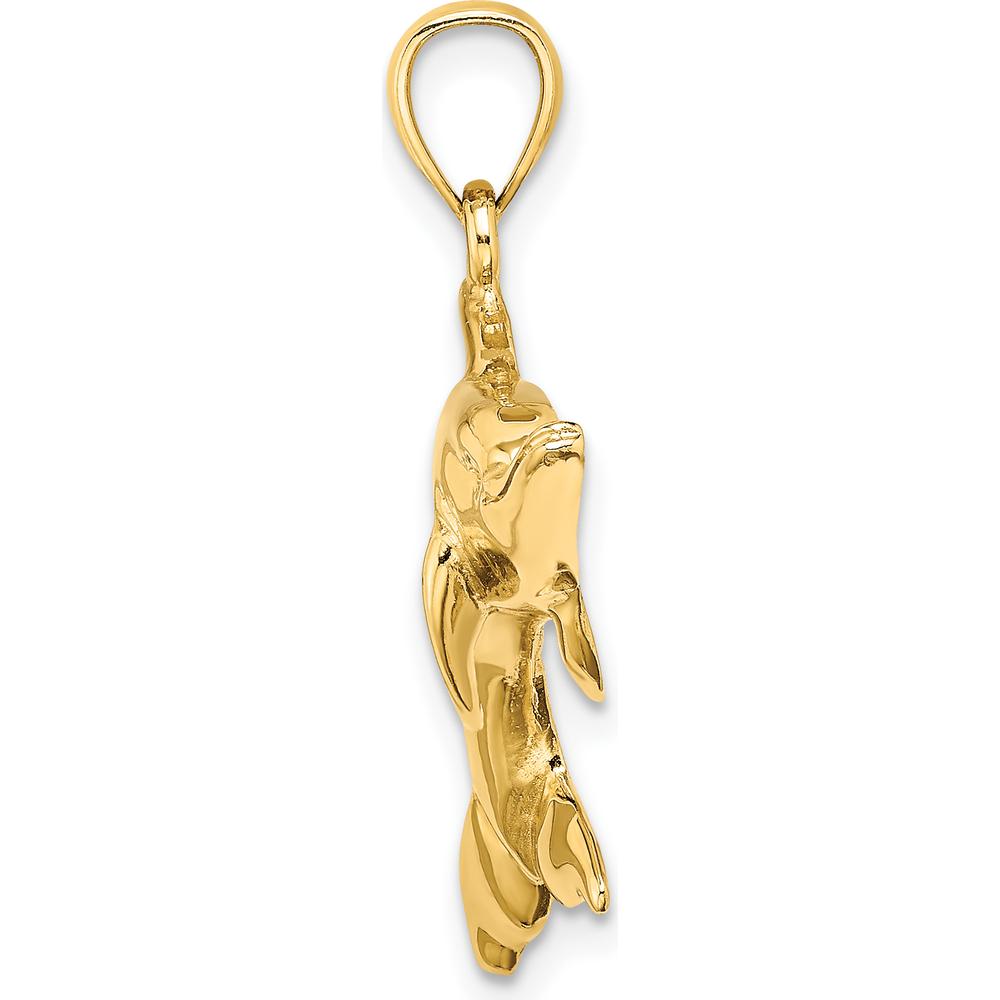 14K Yellow Gold Polished Dolphin Pendant Charm with Casted Detail by Oro Pregiato