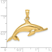 14K Yellow Gold Polished Dolphin Pendant Charm with Casted Detail by Oro Pregiato