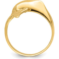 14K Yellow Gold Polished Dolphin Ring - Ocean-Inspired Design by 0