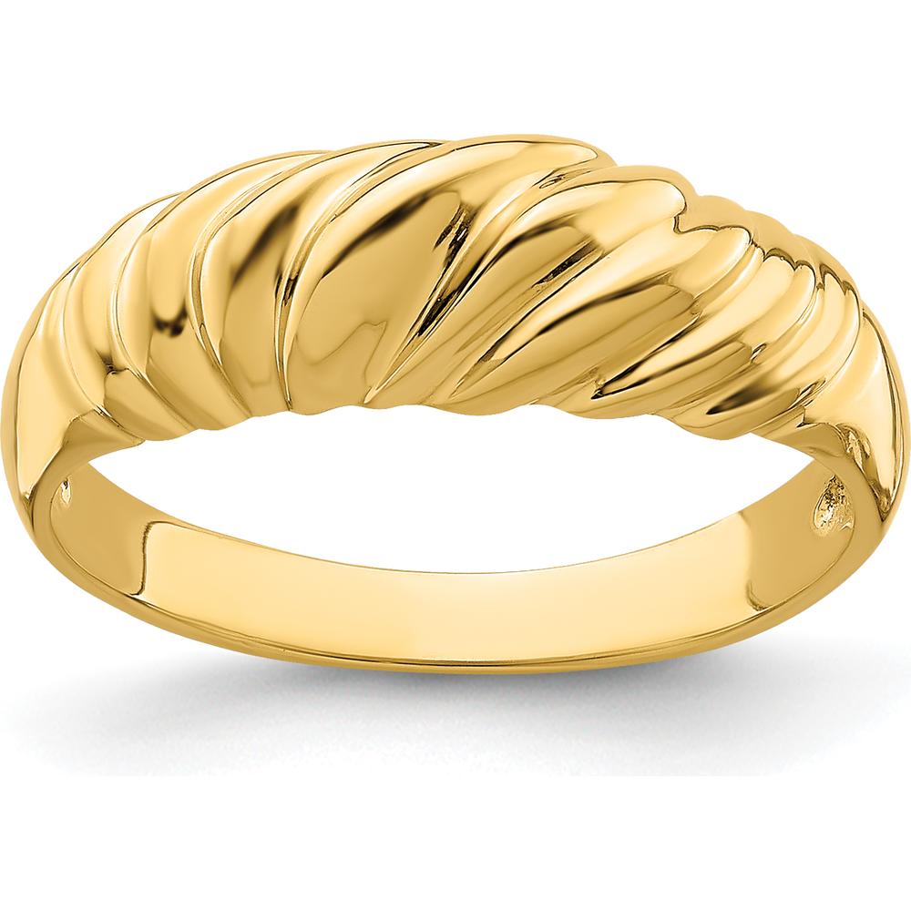 14K Yellow Gold Polished Dome Fashion Ring with Twisted Texture by 0
