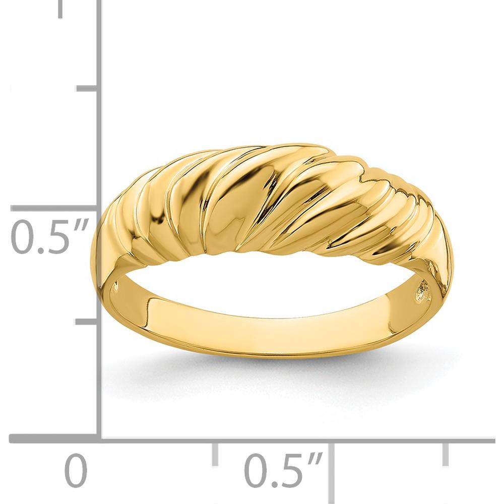 14K Yellow Gold Polished Dome Fashion Ring with Twisted Texture by 0