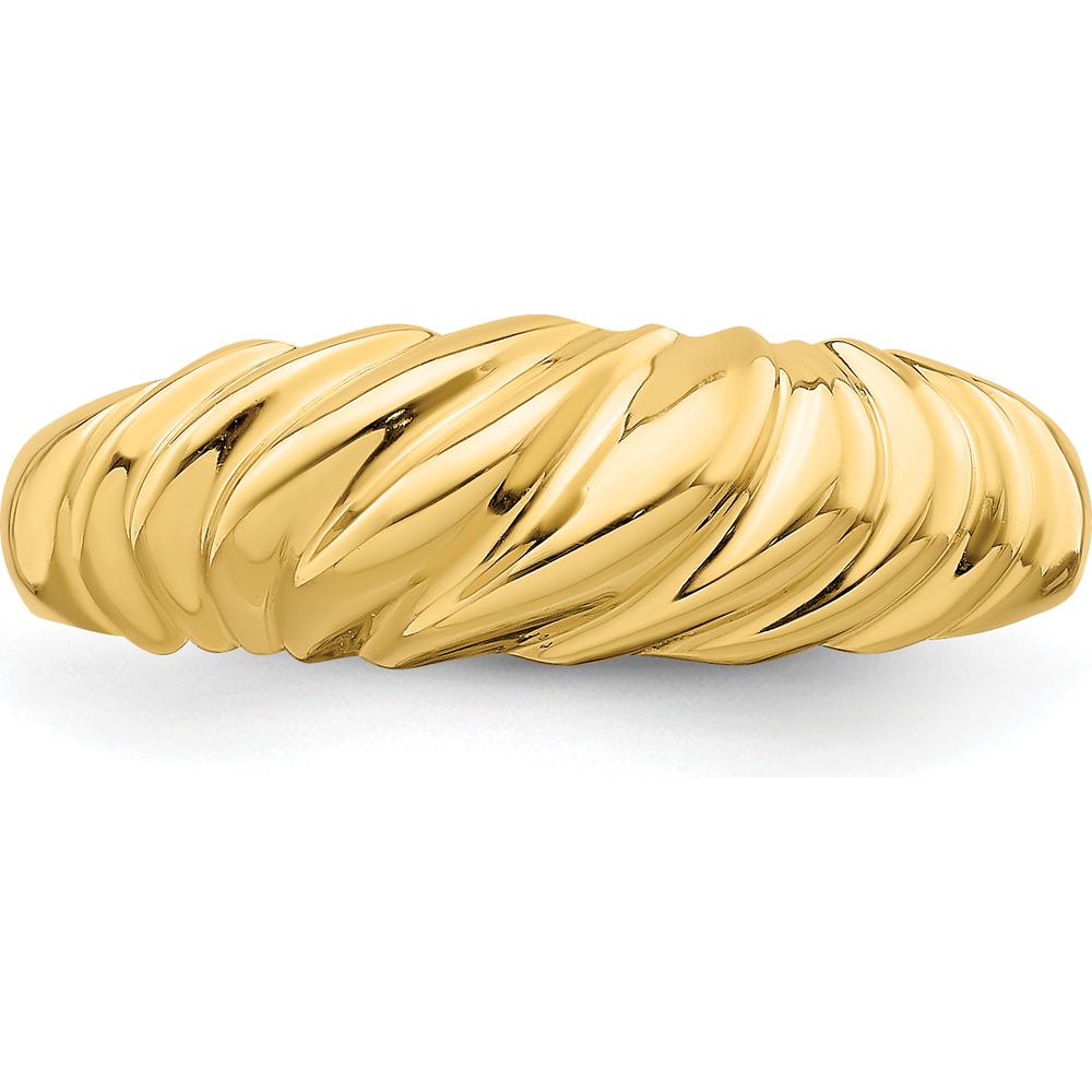 14K Yellow Gold Polished Dome Fashion Ring with Twisted Texture by 0