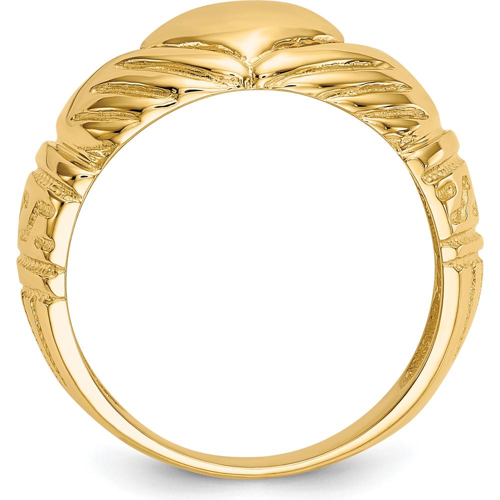 14K Yellow Gold Polished Domed Claddagh Ring for Men - Symbol of Love, Loyalty & Friendship by Oro Pregiato