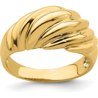 14K Yellow Gold Polished Domed Fashion Ring with Twisted Texture by 0