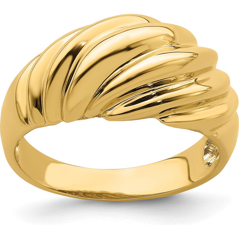 14K Yellow Gold Polished Domed Fashion Ring with Twisted Texture by 0