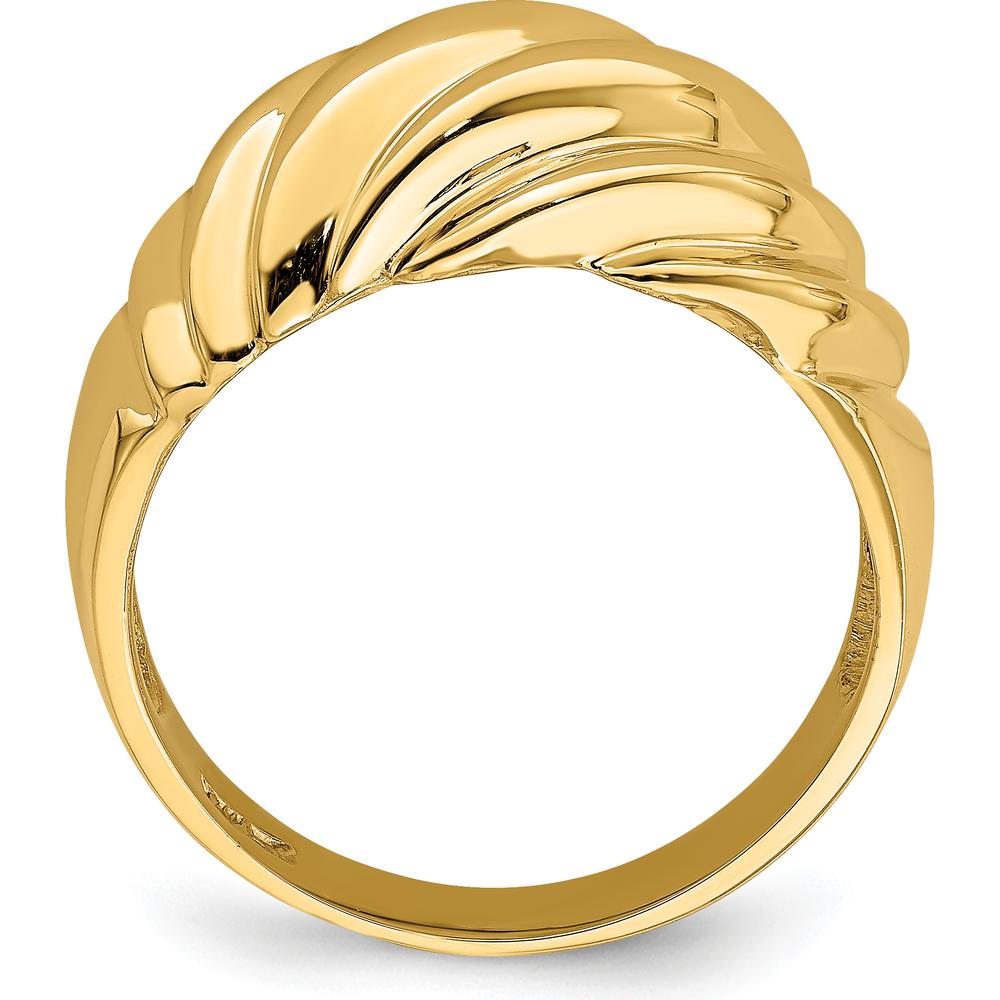 14K Yellow Gold Polished Domed Fashion Ring with Twisted Texture by 0