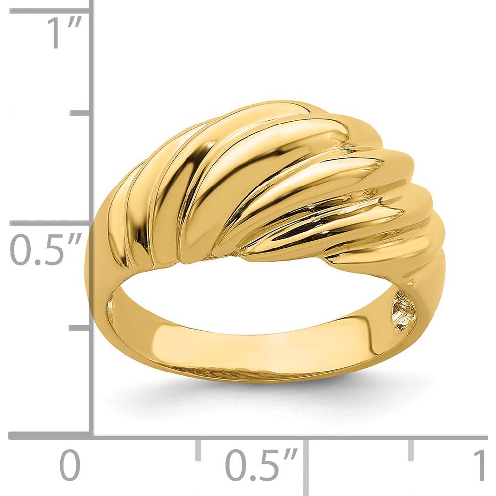 14K Yellow Gold Polished Domed Fashion Ring with Twisted Texture by 0