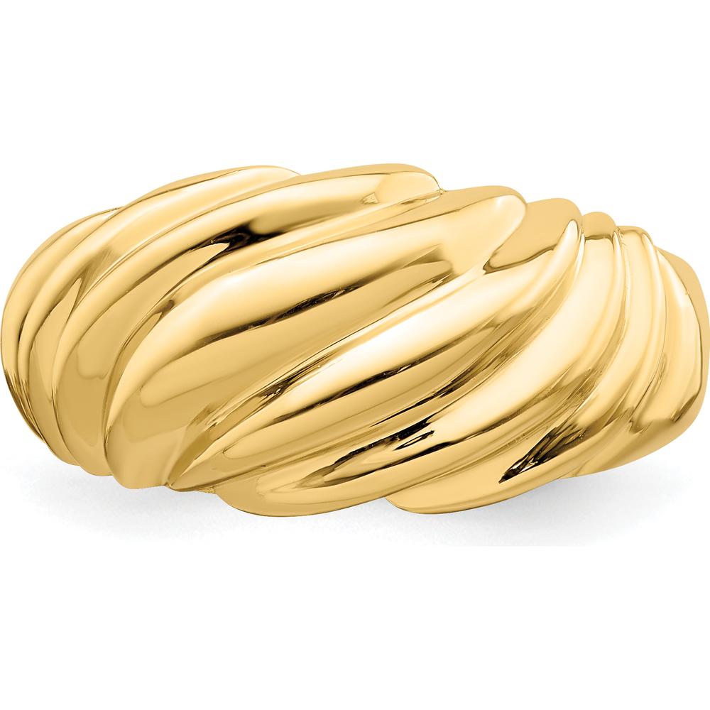 14K Yellow Gold Polished Domed Fashion Ring with Twisted Texture by 0