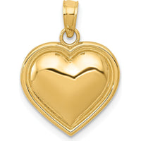 14K Yellow Gold Polished Domed Heart Pendant - 15mm Length by Oro Pregiato