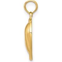 14K Yellow Gold Polished Domed Heart Pendant - 15mm Length by Oro Pregiato