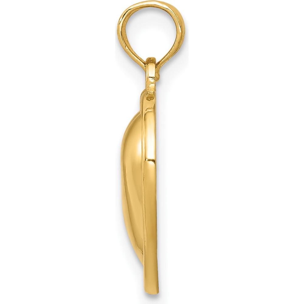 14K Yellow Gold Polished Domed Heart Pendant - 15mm Length by Oro Pregiato