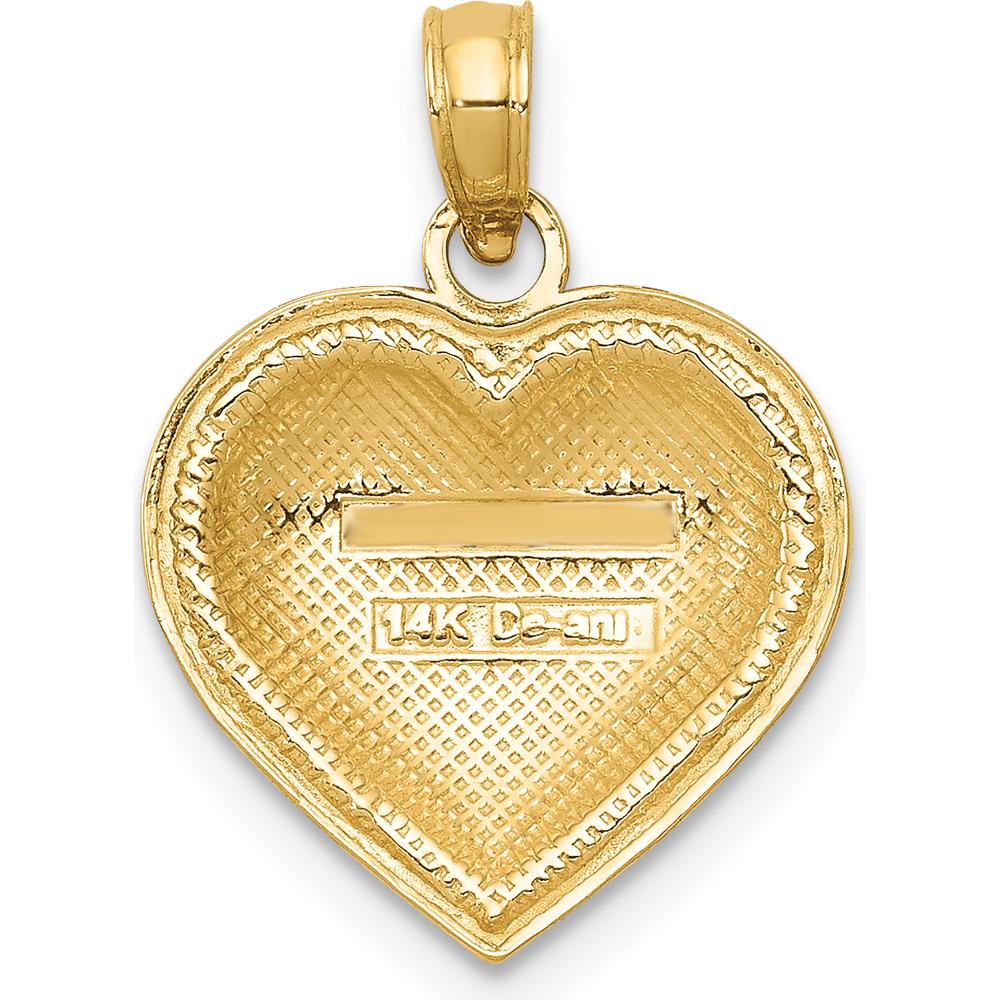 14K Yellow Gold Polished Domed Heart Pendant - 15mm Length by Oro Pregiato
