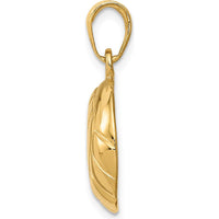 14K Yellow Gold Polished Domed Volleyball Pendant - Textured Design with Open Back Profile by Oro Pregiato