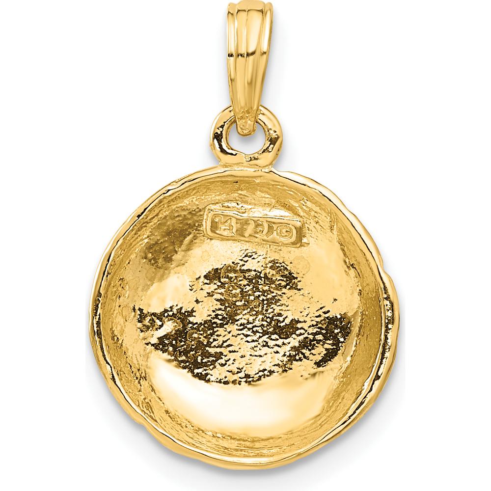 14K Yellow Gold Polished Domed Volleyball Pendant - Textured Design with Open Back Profile by Oro Pregiato