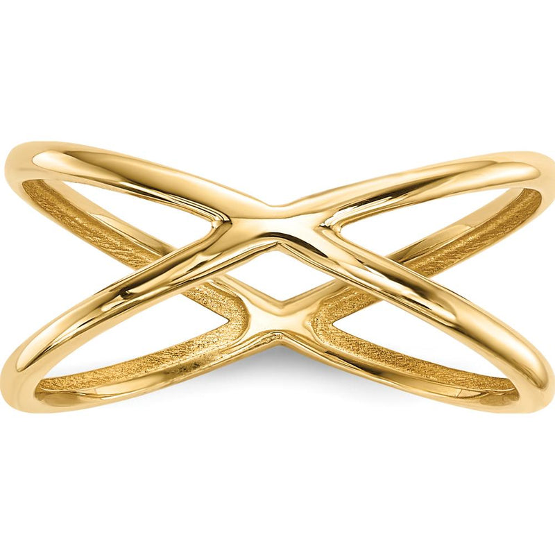 14K Yellow Gold Polished Double Band Ring - Fashionable Minimalist Design by 0