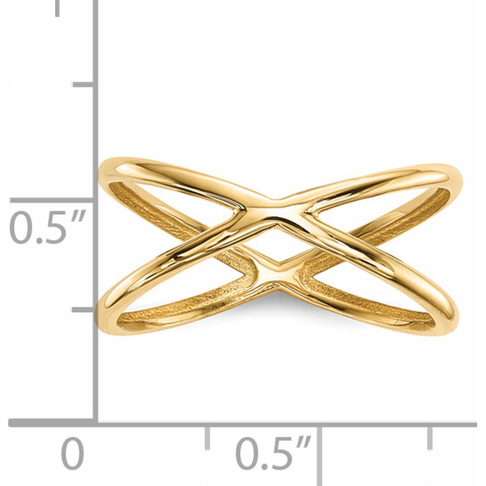 14K Yellow Gold Polished Double Band Ring - Fashionable Minimalist Design by 0