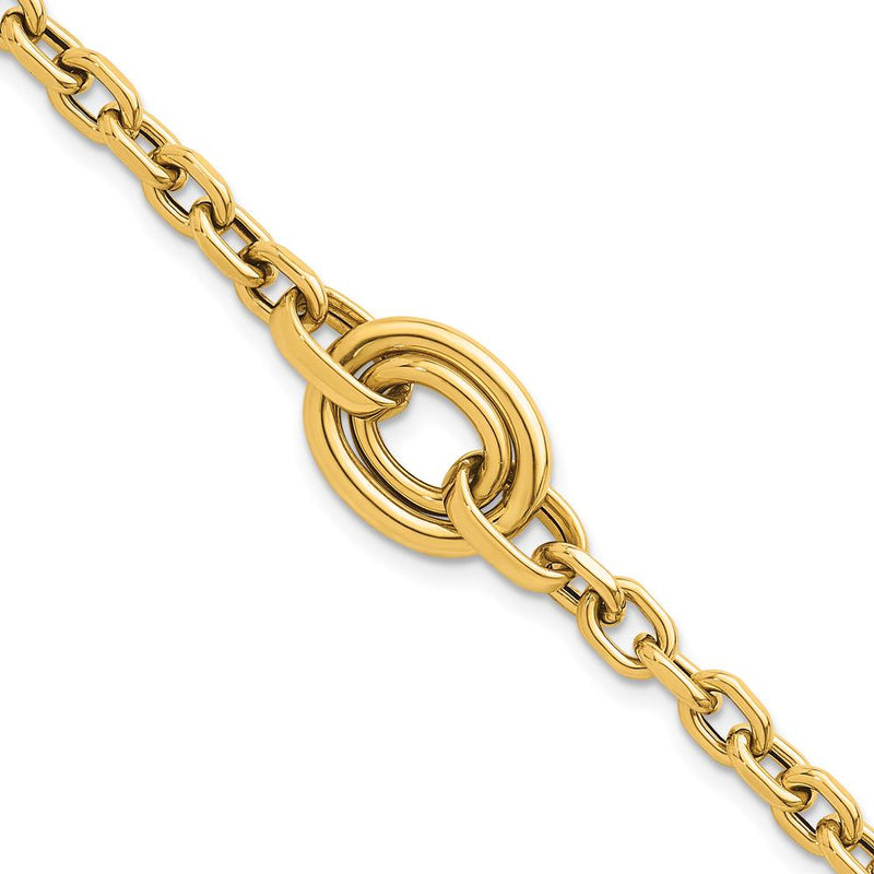14K Yellow Gold Polished Double Circle Fancy Bracelet with 0.25" Extender - 7.25" Length by 0
