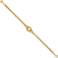 14K Yellow Gold Polished Double Circle Fancy Bracelet with 0.25" Extender - 7.25" Length by 0