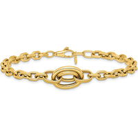 14K Yellow Gold Polished Double Circle Fancy Bracelet with 0.25" Extender - 7.25" Length by 0