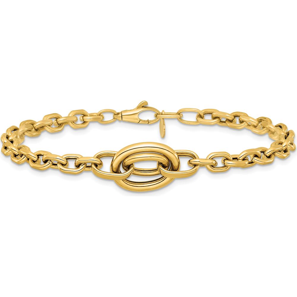 14K Yellow Gold Polished Double Circle Fancy Bracelet with 0.25" Extender - 7.25" Length by 0