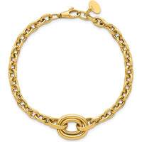 14K Yellow Gold Polished Double Circle Fancy Bracelet with 0.25" Extender - 7.25" Length by 0