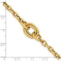 14K Yellow Gold Polished Double Circle Fancy Bracelet with 0.25" Extender - 7.25" Length by 0