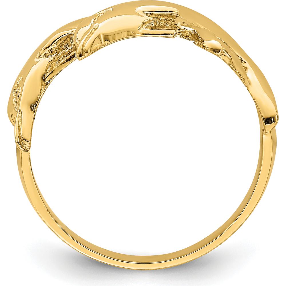 14K Yellow Gold Polished Double Dolphin Themed Ring - 3 to 11mm Band Width by Oro Pregiato