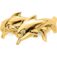 14K Yellow Gold Polished Double Dolphin Themed Ring - 3 to 11mm Band Width by Oro Pregiato