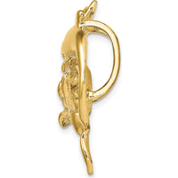 14K Yellow Gold Polished Double Dolphins Omega Slide Pendant - Solid Gold Design by Oro Pregiato