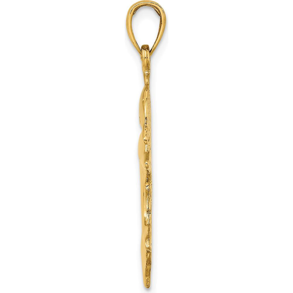 14K Yellow Gold Polished Double Dolphins Pendant Charm by Oro Pregiato