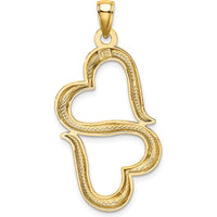 14K Yellow Gold Polished Double Heart Pendant Necklace - Elegant and Timeless Design by Oro Pregiato