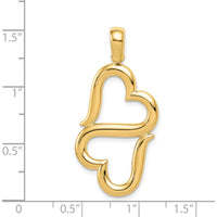 14K Yellow Gold Polished Double Heart Pendant Necklace - Elegant and Timeless Design by Oro Pregiato