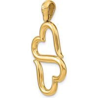 14K Yellow Gold Polished Double Heart Pendant Necklace - Elegant and Timeless Design by Oro Pregiato