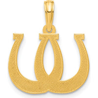 14K Yellow Gold Polished Double Horseshoe Pendant - Unisex Design by Oro Pregiato