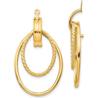 14K Yellow Gold Polished Double Oval Earring Jackets - 36mm Length by 0